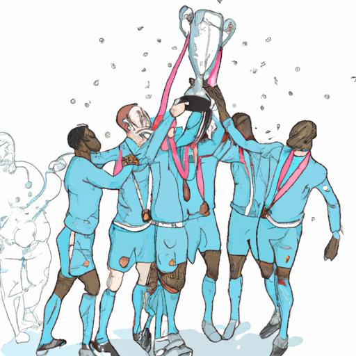Các cầu thủ Man City nâng cao chiếc cúp vô địch Ngoại hạng Anh