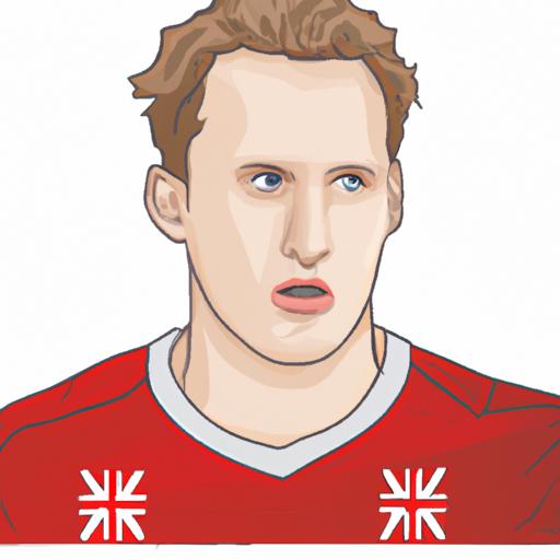 Bức chân dung của Harry Kane trong bộ đồ đấu của đội tuyển Anh.