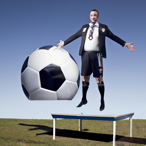 Huấn luyện viên Newcastle đang bay lơ lửng cùng quả bóng đá.