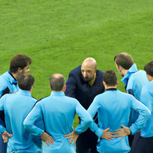 HLV Pep Guardiola chỉ đạo các cầu thủ Man City trong trận đấu