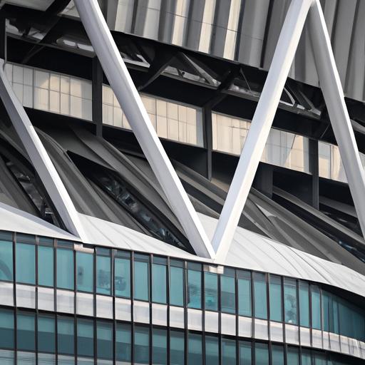 Chụp gần kiến trúc bên ngoài sân vận động Tottenham Hotspur