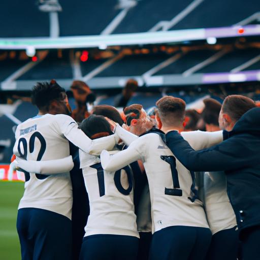 Chụp cảnh đội bóng Tottenham Hotspur ăn mừng chiến thắng tại sân vận động