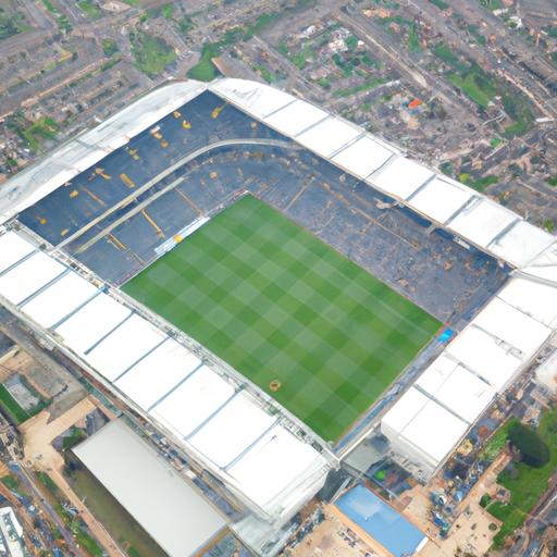 Tầm nhìn từ trên cao của sân vận động Tottenham đông đúc với khán giả trong trận đấu